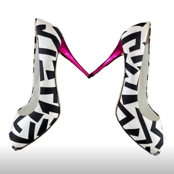 Giuseppe Zanotti Geometric 80s Inspired Retro Peep Toe Pumps Heels - Picture 4 of 10